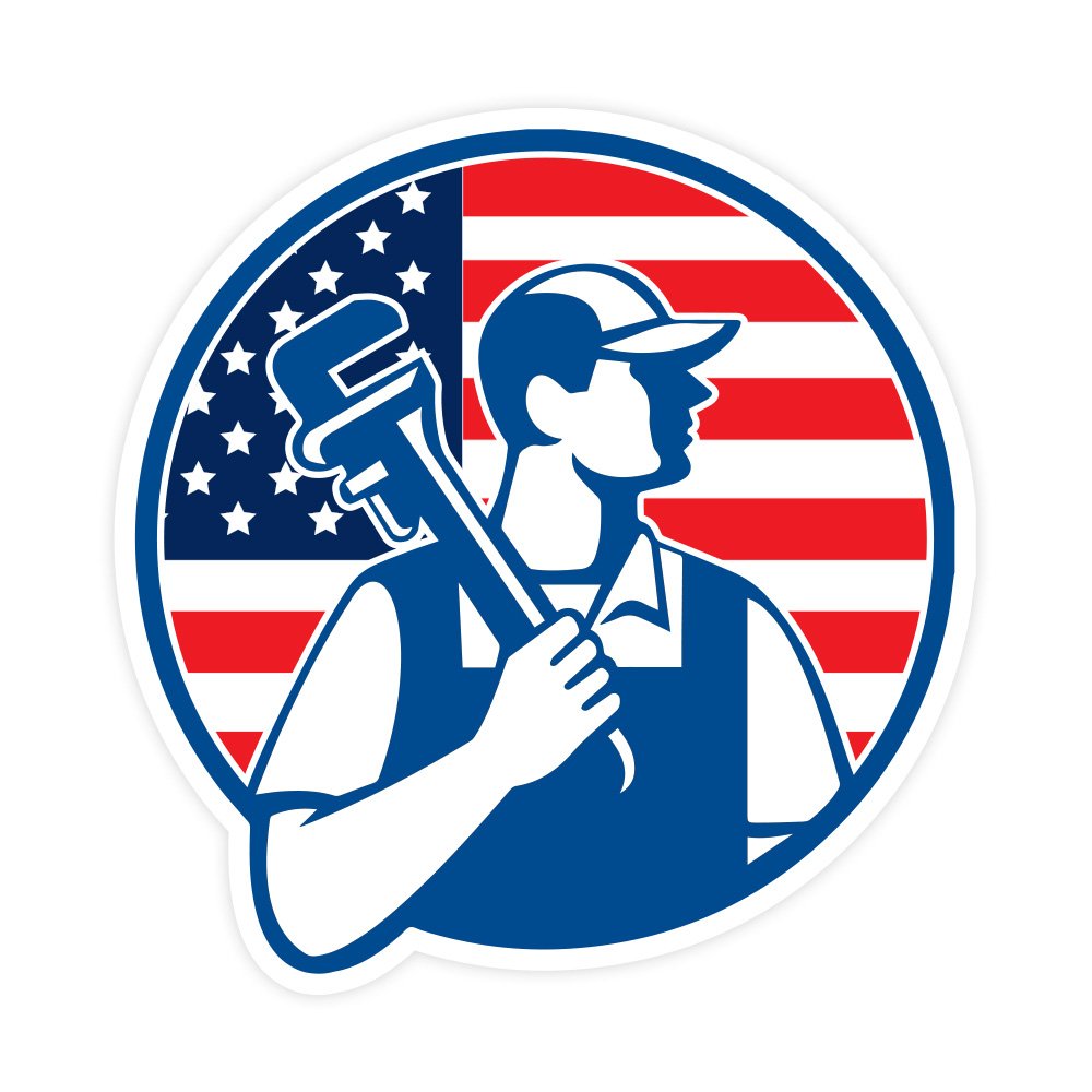 Plumber With Wrench | Hard Hat Stickers | PVC Vinyl | 2.5”x2.5” | Waterproof