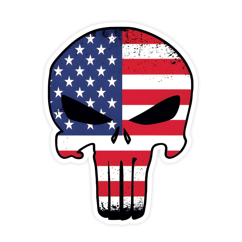 American Skeleton | Hard Hat Stickers | PVC Vinyl | 2”x1.5” | Waterproof