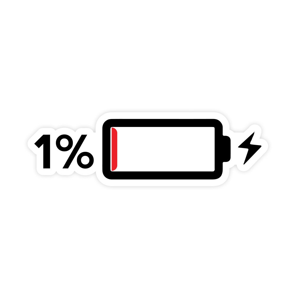 1% Battery | Hard Hat Stickers | PVC Vinyl | 2.5”x1” | Waterproof