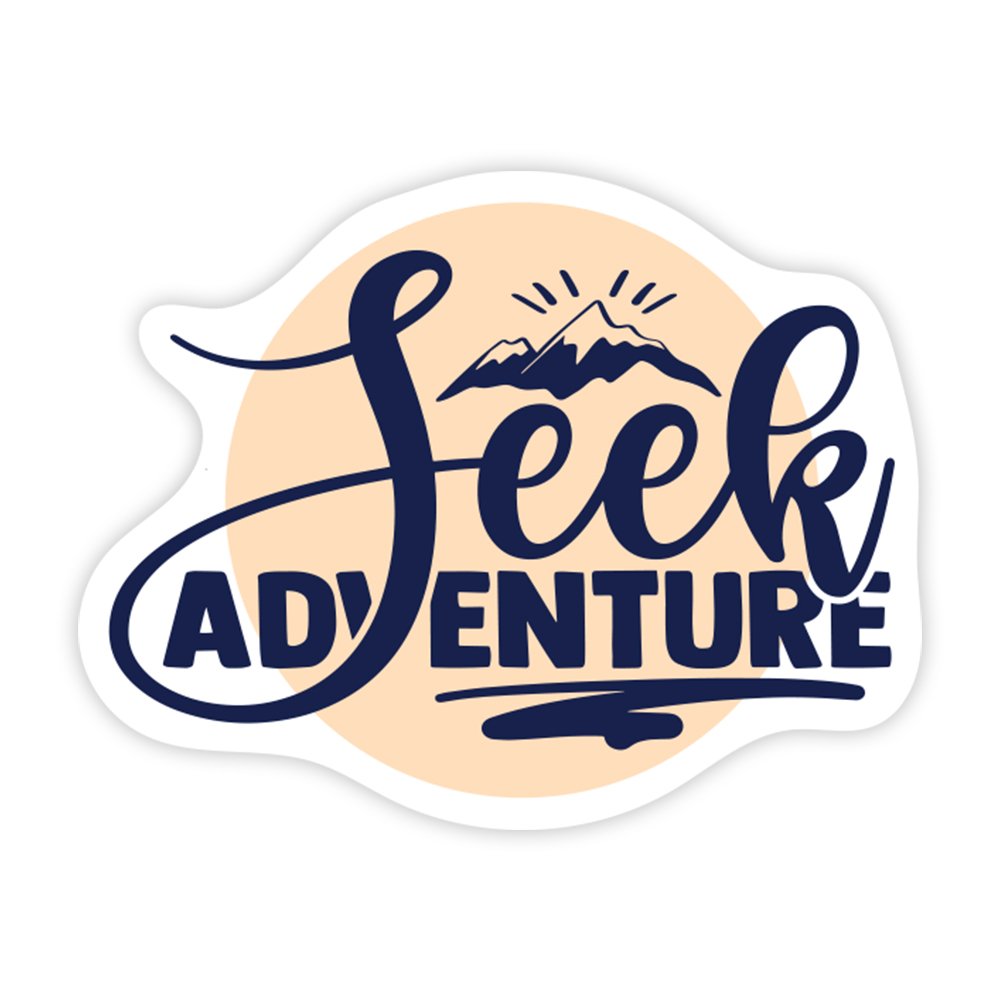 Seek Adventure | Scrapbook Sticker | Die-Cut | 2.5”x1.5” | Waterproof