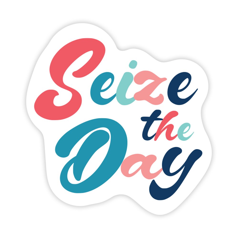 Seize The Day | Scrapbook Sticker | Die-Cut | 2.5”x1.5” | Waterproof