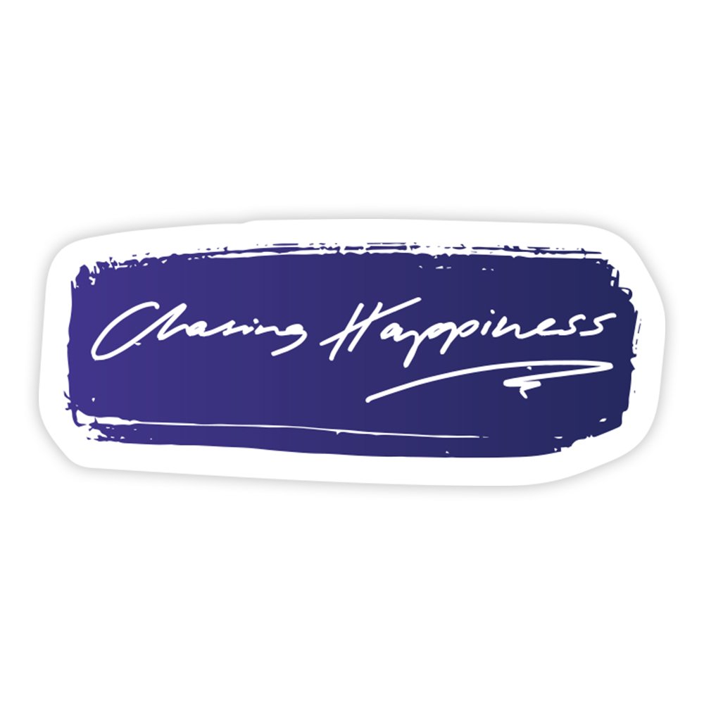 Chasing Happiness | Scrapbook Sticker | Die-Cut | 2.5”x1.5” | Waterproof