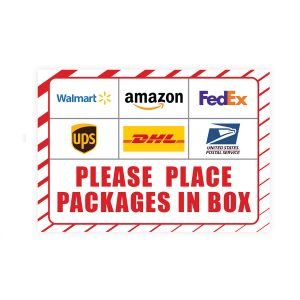 RED PACKAGE DELIVERY SIGN RECTANGLE